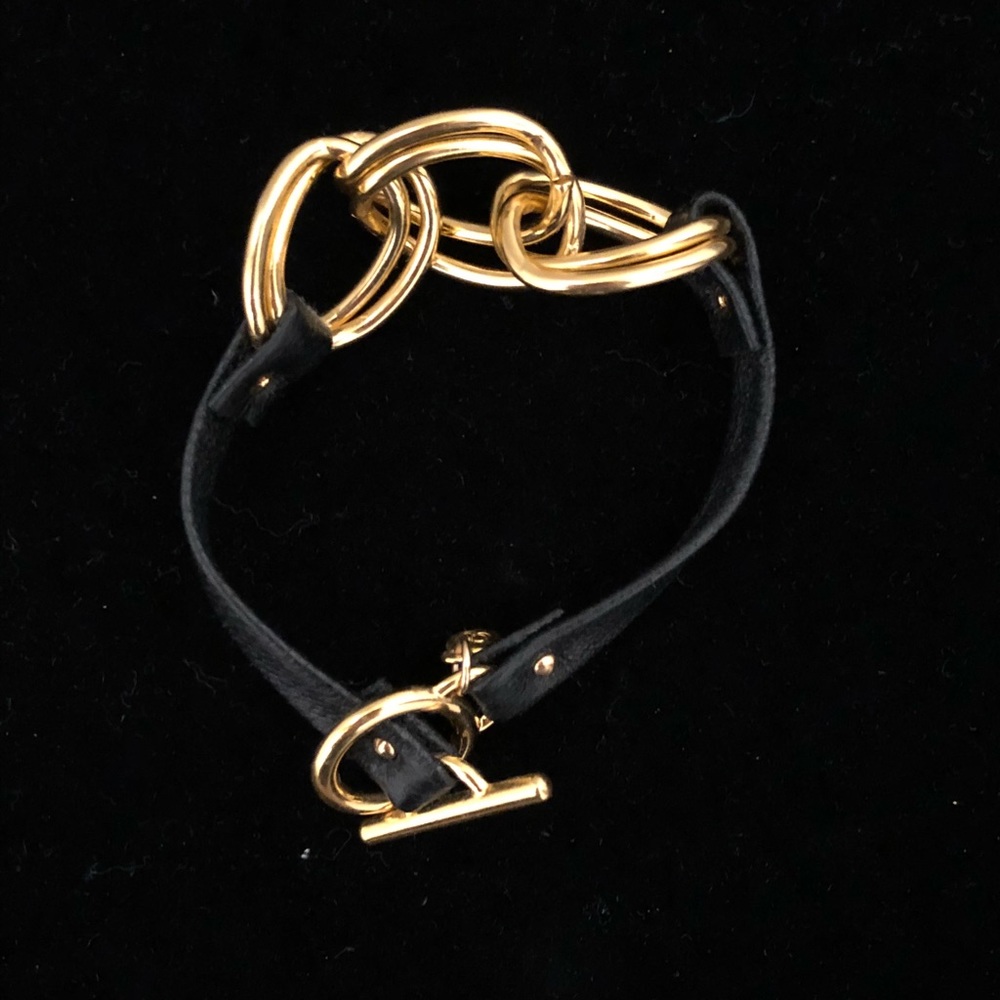 Gorjana black leather double link bracelet